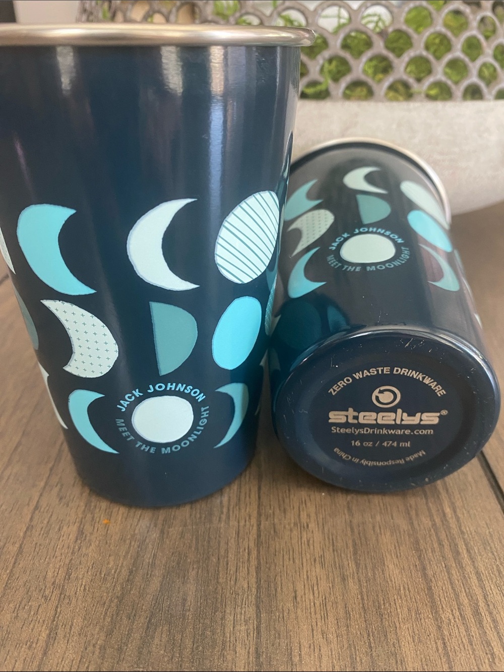 Set of 2 Jack Johnson x Steelys Navy Moon Phase Reusable Tumblers